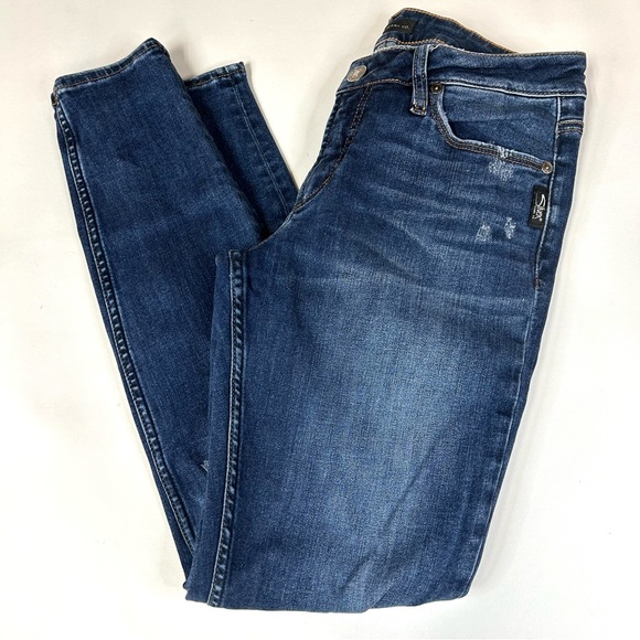Silver Jeans Denim - Silver Jeans Women’s Suki Skinny W29/L29 Dark Wash Distressed Blue Denim #1536